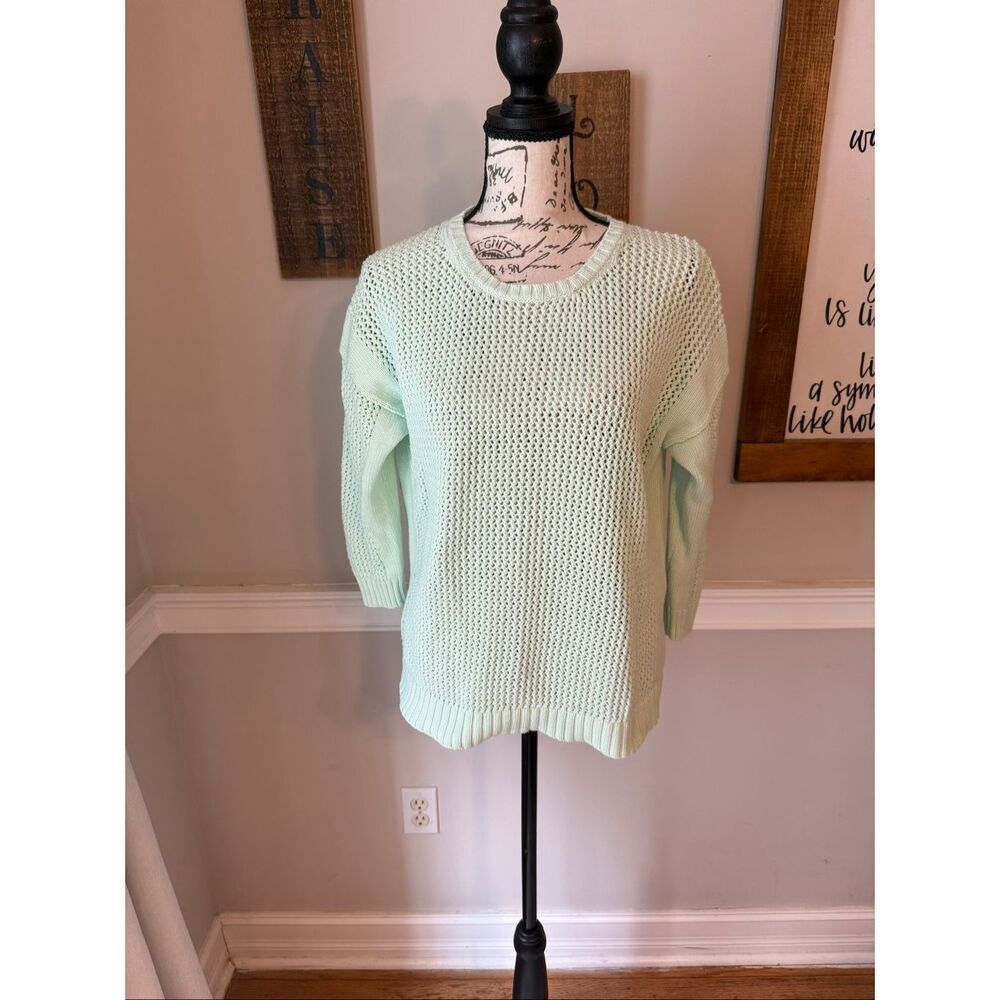 J. Crew Women's Open Knit Long Sleeve Pullover Sweater Mint Green Size Small